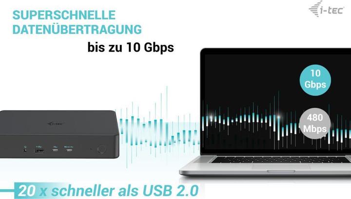 Produktbild i-tec Cadual4kdockpd2 (USB-C, Thunderbolt, 13 Ports)