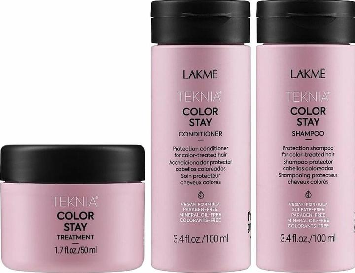 Produktbild Lakmé Lakme Teknia Color Stay Reisepaket: Shampoo 100ml, Spülung 100ml, Kur 50ml