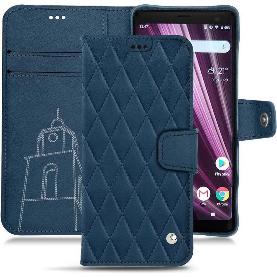 Noreve Lederschutzhülle Wallet (Sony Xperia XZ3), Smartphone Hülle, Blau
