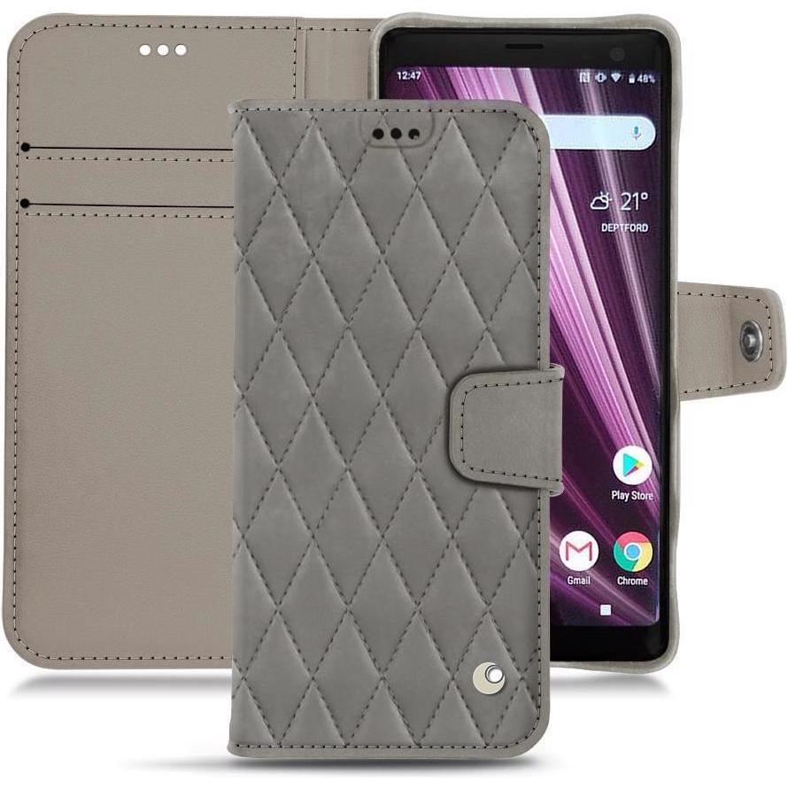 Noreve Lederschutzhülle Wallet (Sony Xperia XZ3), Smartphone Hülle, Grau