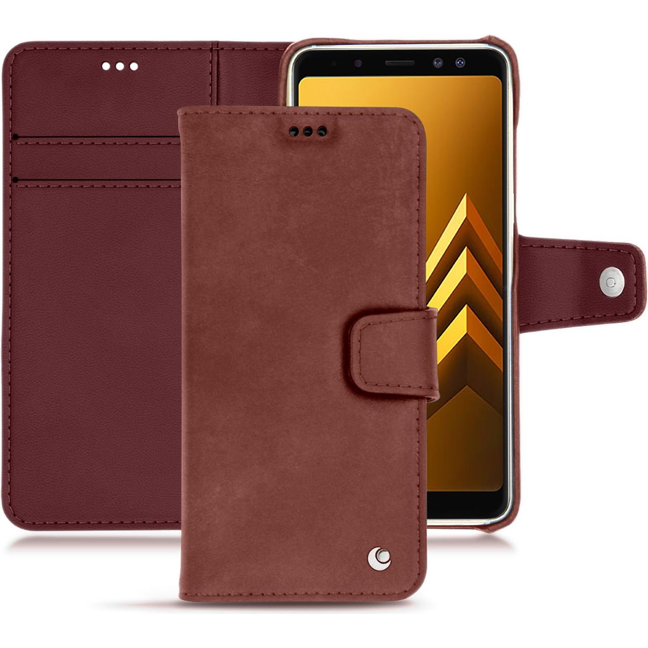 Noreve Lederschutzhülle Wallet (Samsung Galaxy A8 (2018)), Smartphone Hülle, Rot