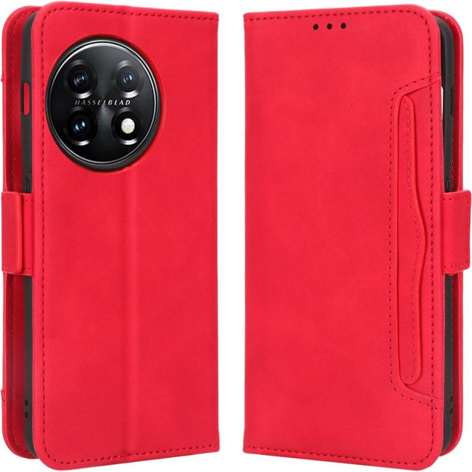 Cover-Discount One Plus 11 - Etui mit vielen Kartenfächer rot (OnePlus 11), Smartphone Hülle, Rot