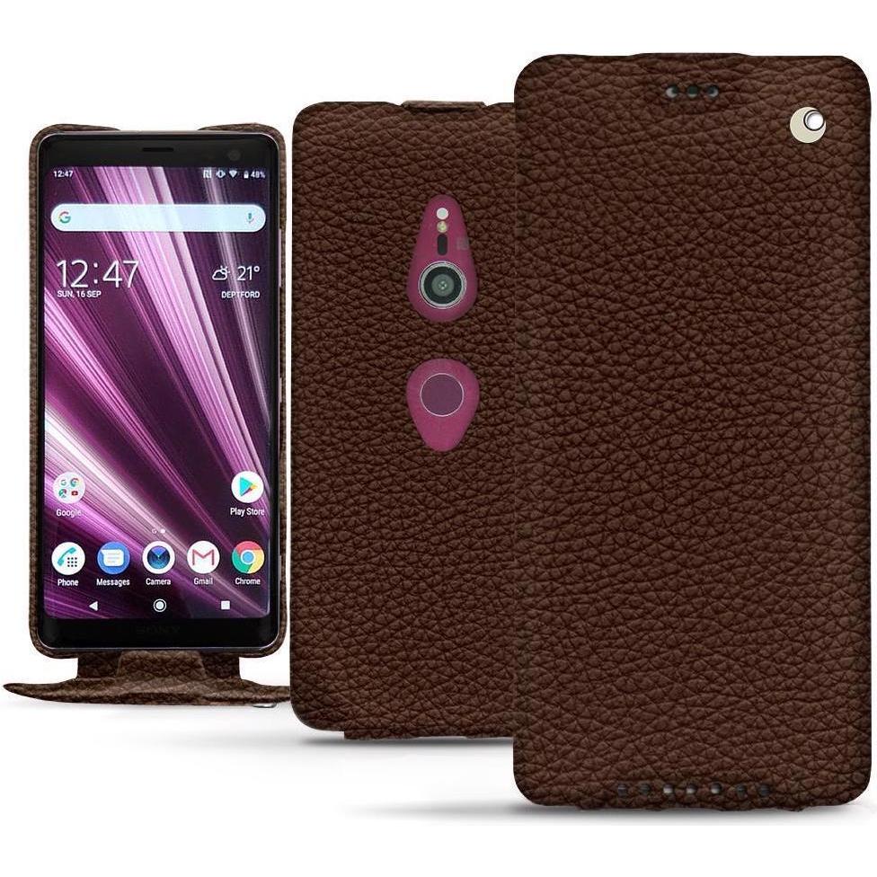 Noreve Lederschutzhülle vertikal (Sony Xperia XZ3), Smartphone Hülle, Braun