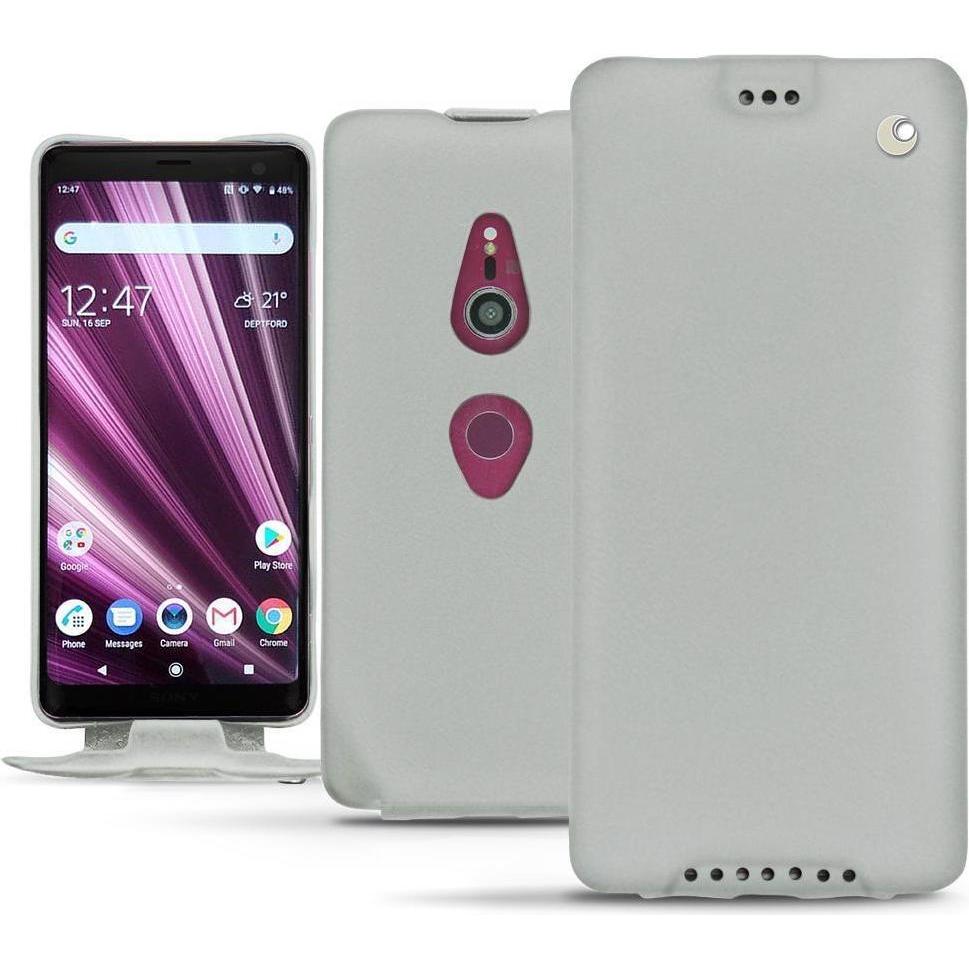 Noreve Lederschutzhülle vertikal (Sony Xperia XZ3), Smartphone Hülle, Grau