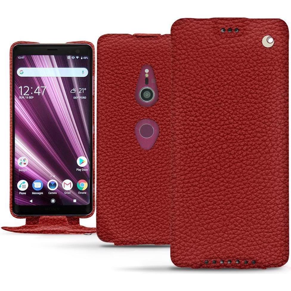 Noreve Lederschutzhülle vertikal (Sony Xperia XZ3), Smartphone Hülle, Rot