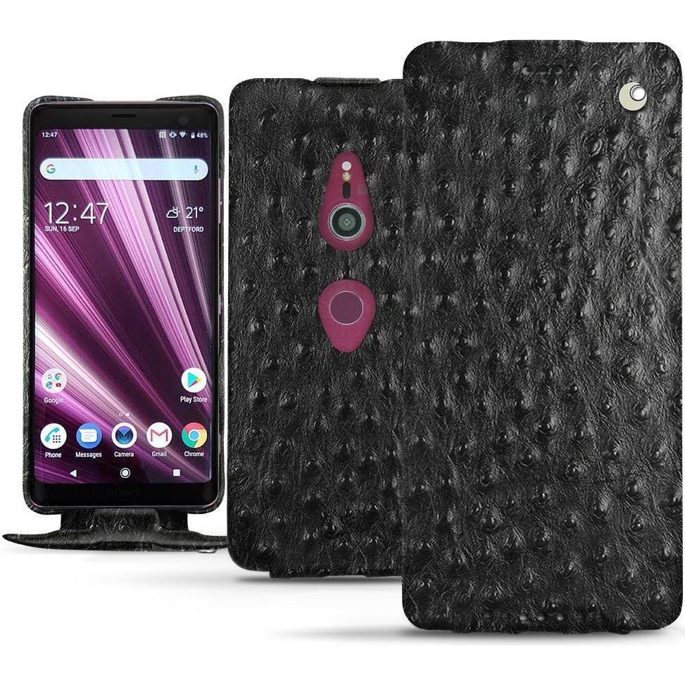 Noreve Lederschutzhülle vertikal (Sony Xperia XZ3), Smartphone Hülle, Schwarz