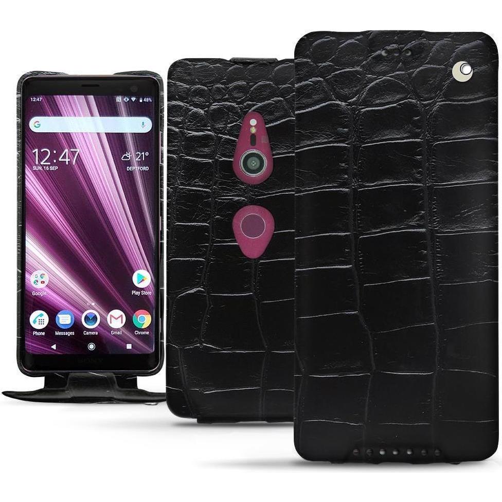 Noreve Lederschutzhülle vertikal (Sony Xperia XZ3), Smartphone Hülle, Schwarz