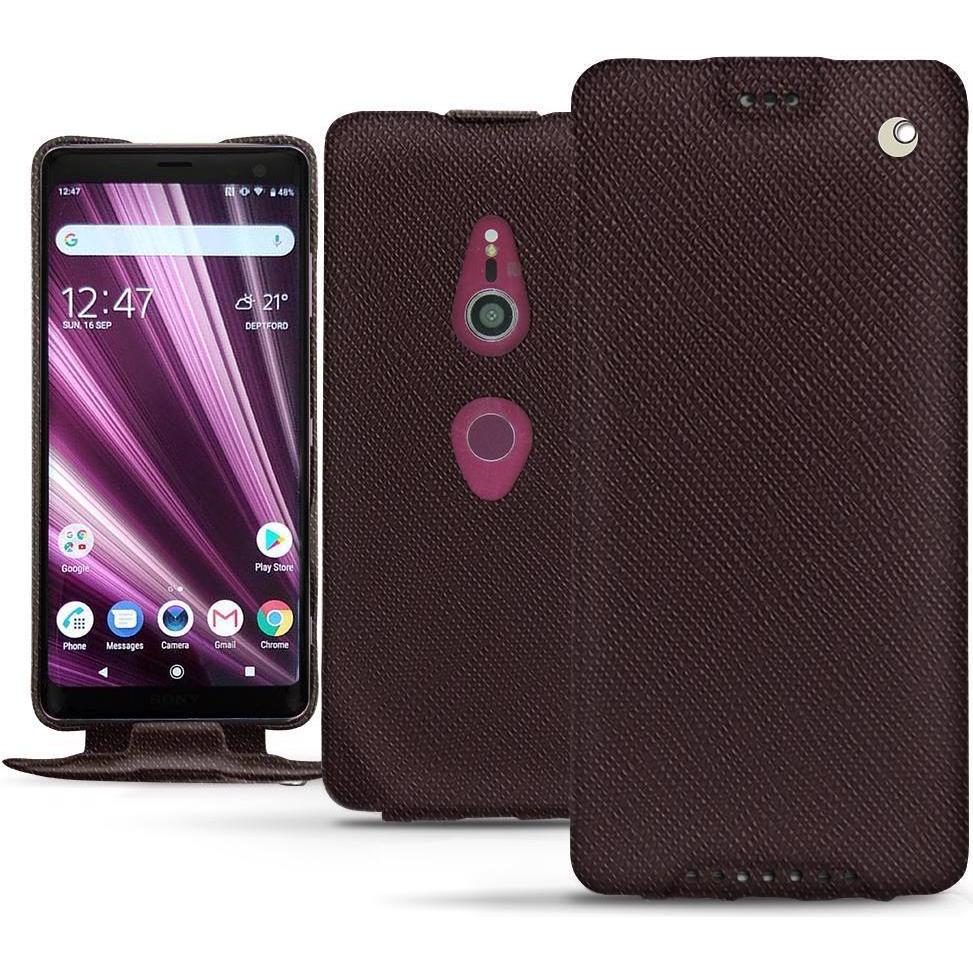 Noreve Lederschutzhülle vertikal (Sony Xperia XZ3), Smartphone Hülle, Braun