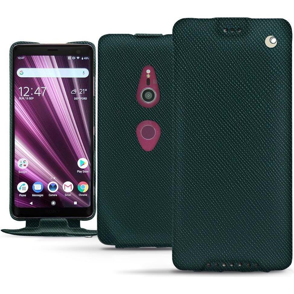 Noreve Lederschutzhülle vertikal (Sony Xperia XZ3), Smartphone Hülle, Grün