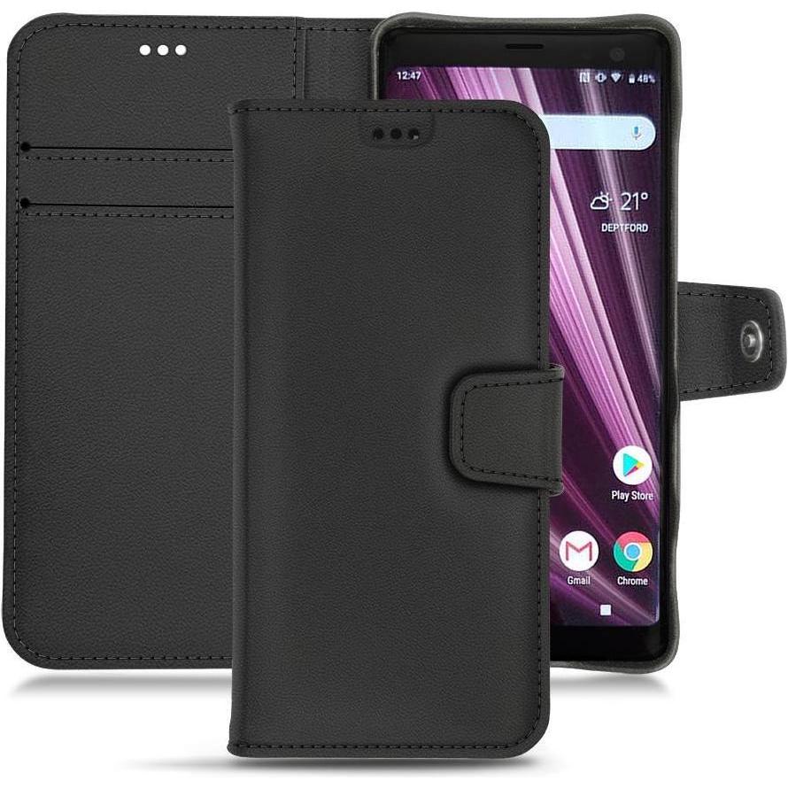 Noreve Lederschutzhülle Wallet (Sony Xperia XZ3), Smartphone Hülle, Schwarz