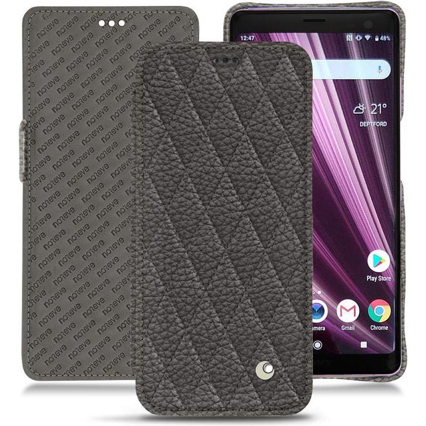 Noreve Lederschutzhülle horizontal (Sony Xperia XZ3), Smartphone Hülle, Grau
