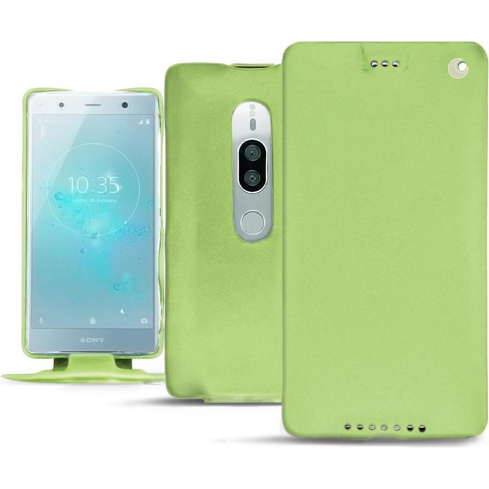 Noreve Lederschutzhülle vertikal (Sony Xperia XZ2 Premium), Smartphone Hülle, Grün