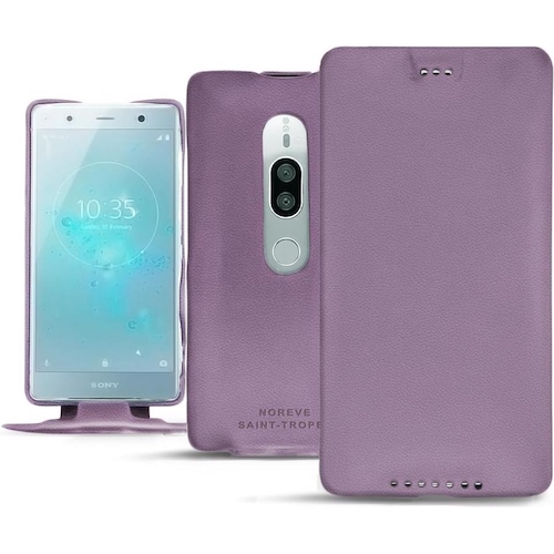 Noreve Lederschutzhülle vertikal (Sony Xperia XZ2 Premium), Smartphone Hülle, Violett