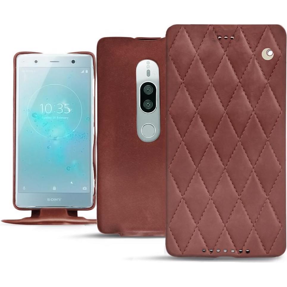 Noreve Lederschutzhülle vertikal (Sony Xperia XZ2 Premium), Smartphone Hülle, Rot