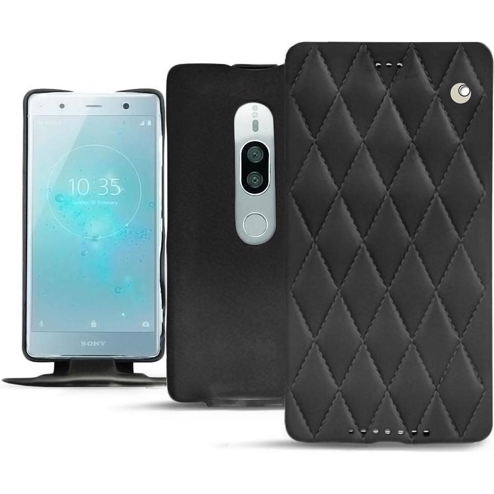 Noreve Lederschutzhülle vertikal (Sony Xperia XZ2 Premium), Smartphone Hülle, Schwarz