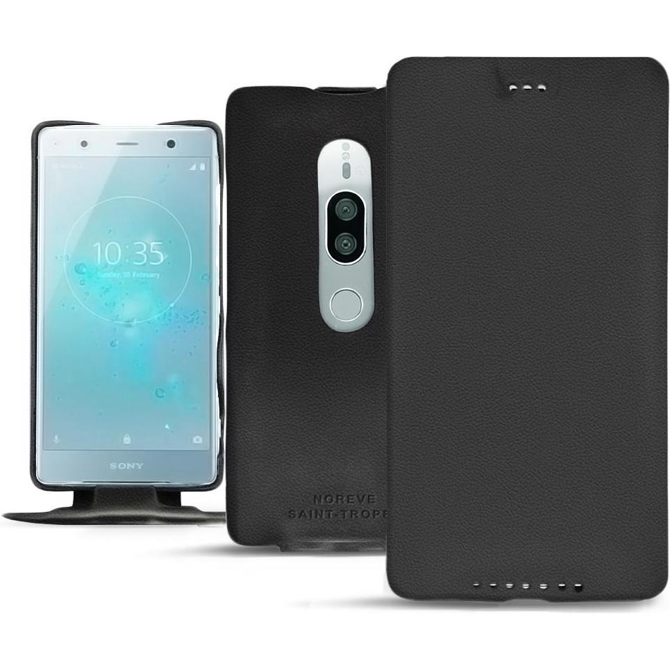 Noreve Lederschutzhülle vertikal (Sony Xperia XZ2 Premium), Smartphone Hülle, Schwarz