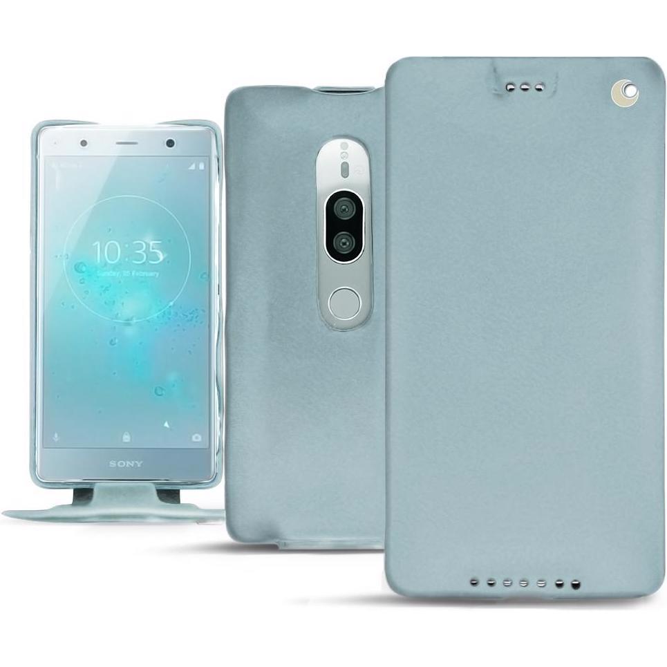 Noreve Lederschutzhülle vertikal (Sony Xperia XZ2 Premium), Smartphone Hülle, Blau
