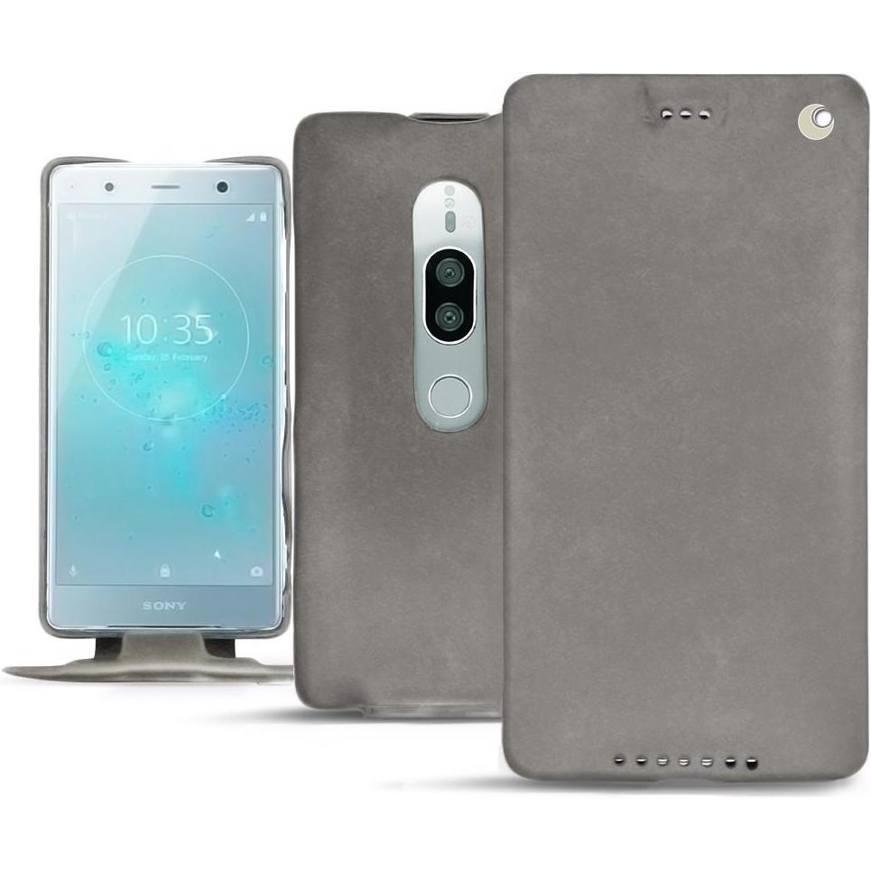Noreve Lederschutzhülle vertikal (Sony Xperia XZ2 Premium), Smartphone Hülle, Grau