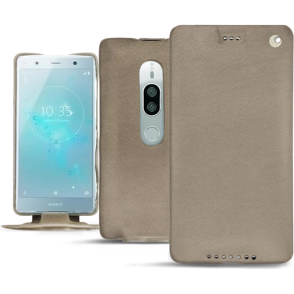 Noreve Lederschutzhülle vertikal (Sony Xperia XZ2 Premium), Smartphone Hülle, Beige