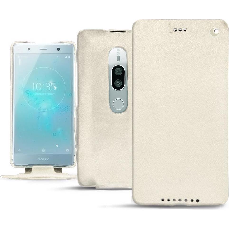 Noreve Lederschutzhülle vertikal (Sony Xperia XZ2 Premium), Smartphone Hülle, Weiss