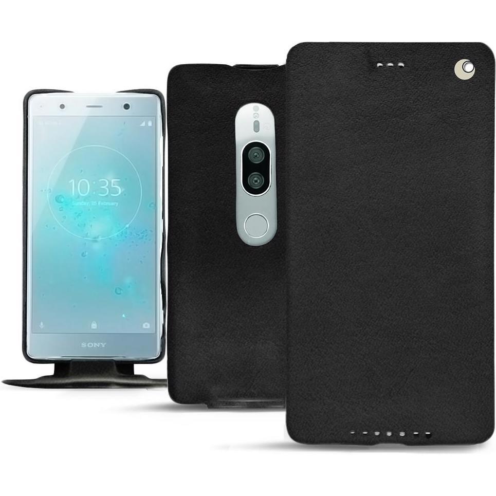 Noreve Lederschutzhülle vertikal (Sony Xperia XZ2 Premium), Smartphone Hülle, Schwarz