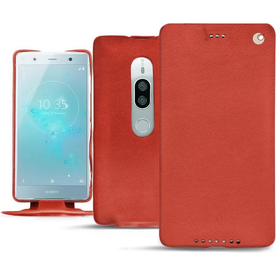 Noreve Lederschutzhülle vertikal (Sony Xperia XZ2 Premium), Smartphone Hülle, Orange