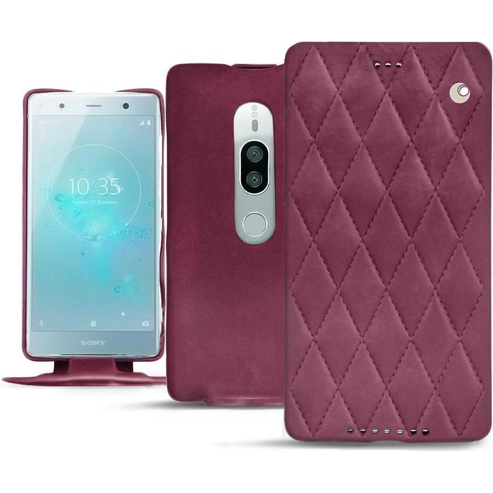 Noreve Lederschutzhülle vertikal (Sony Xperia XZ2 Premium), Smartphone Hülle, Violett