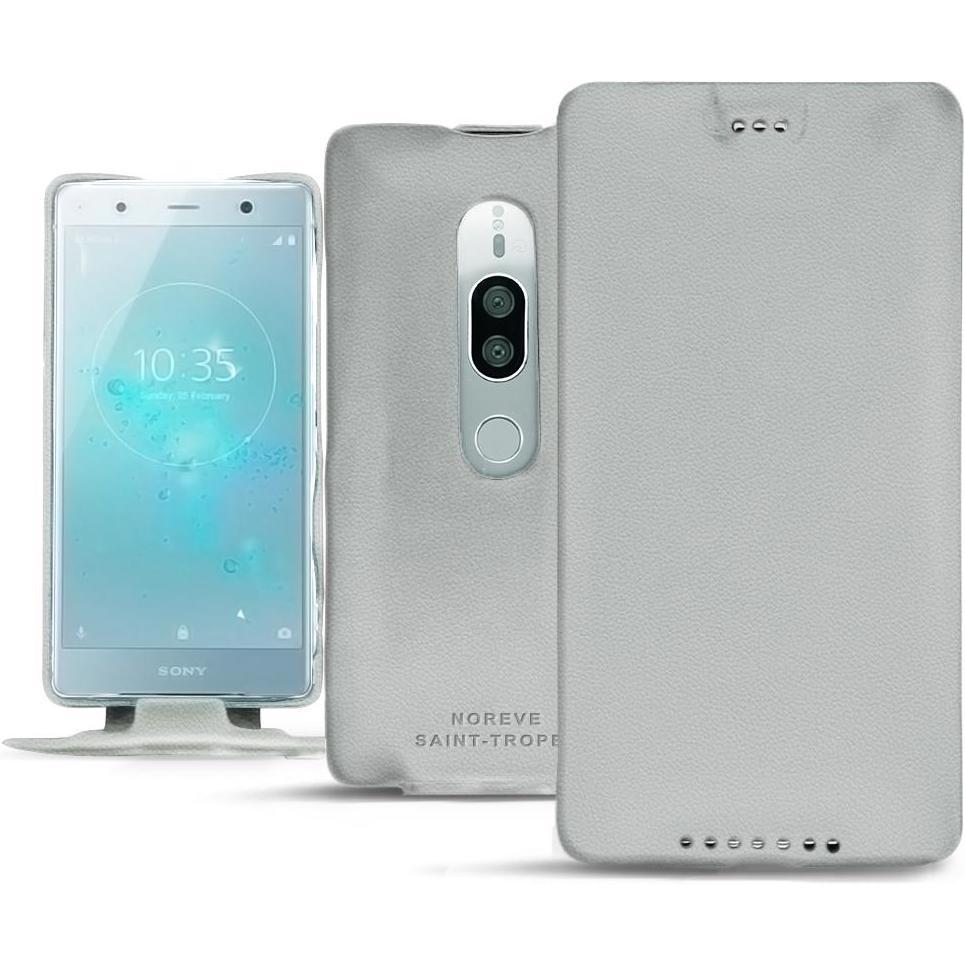 Noreve Lederschutzhülle vertikal (Sony Xperia XZ2 Premium), Smartphone Hülle, Grau