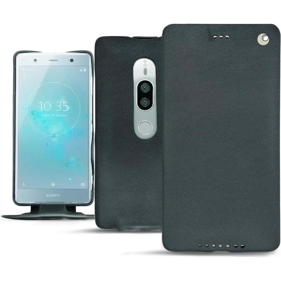 Noreve Lederschutzhülle vertikal (Sony Xperia XZ2 Premium), Smartphone Hülle, Blau