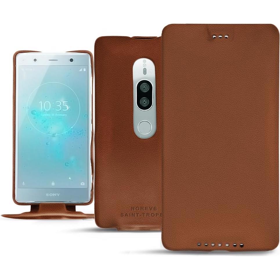 Thumbnail - Noreve Lederschutzhülle vertikal (Sony Xperia XZ2 Premium), Smartphone Hülle, Braun
