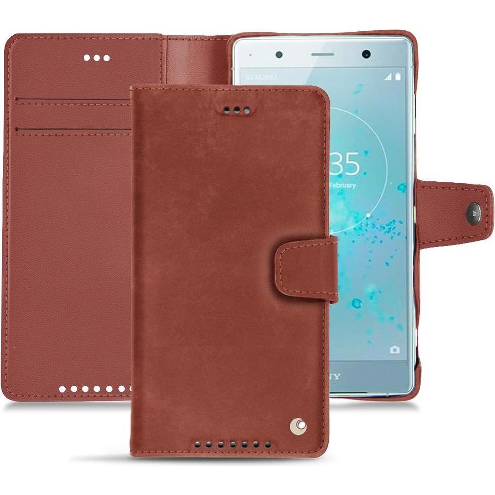Noreve Lederschutzhülle Wallet (Sony Xperia XZ2 Premium), Smartphone Hülle, Rot