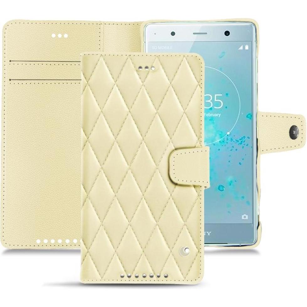Noreve Lederschutzhülle Wallet (Sony Xperia XZ2 Premium), Smartphone Hülle, Beige