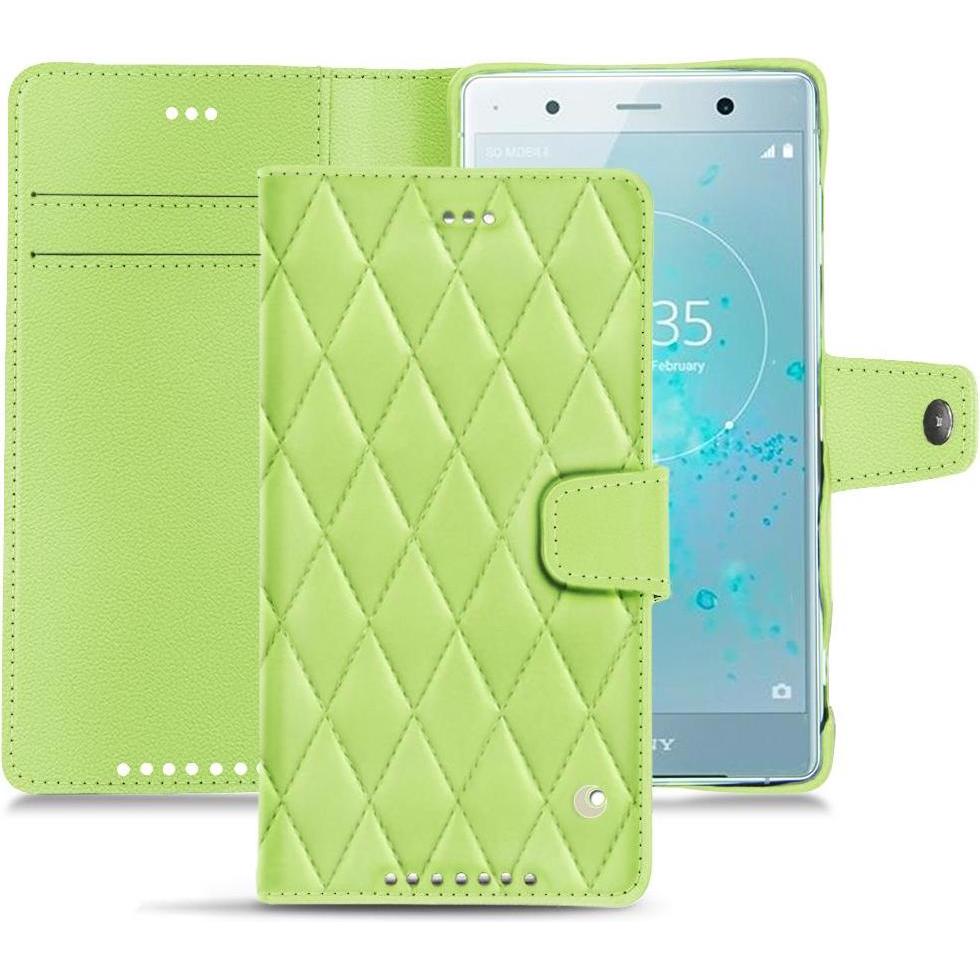 Noreve Lederschutzhülle Wallet (Sony Xperia XZ2 Premium), Smartphone Hülle, Grün