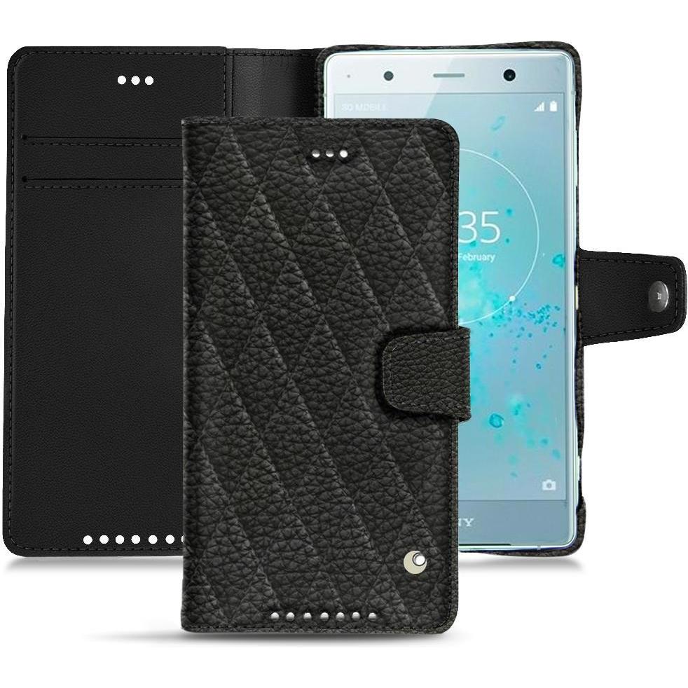 Noreve Lederschutzhülle Wallet (Sony Xperia XZ2 Premium), Smartphone Hülle, Schwarz