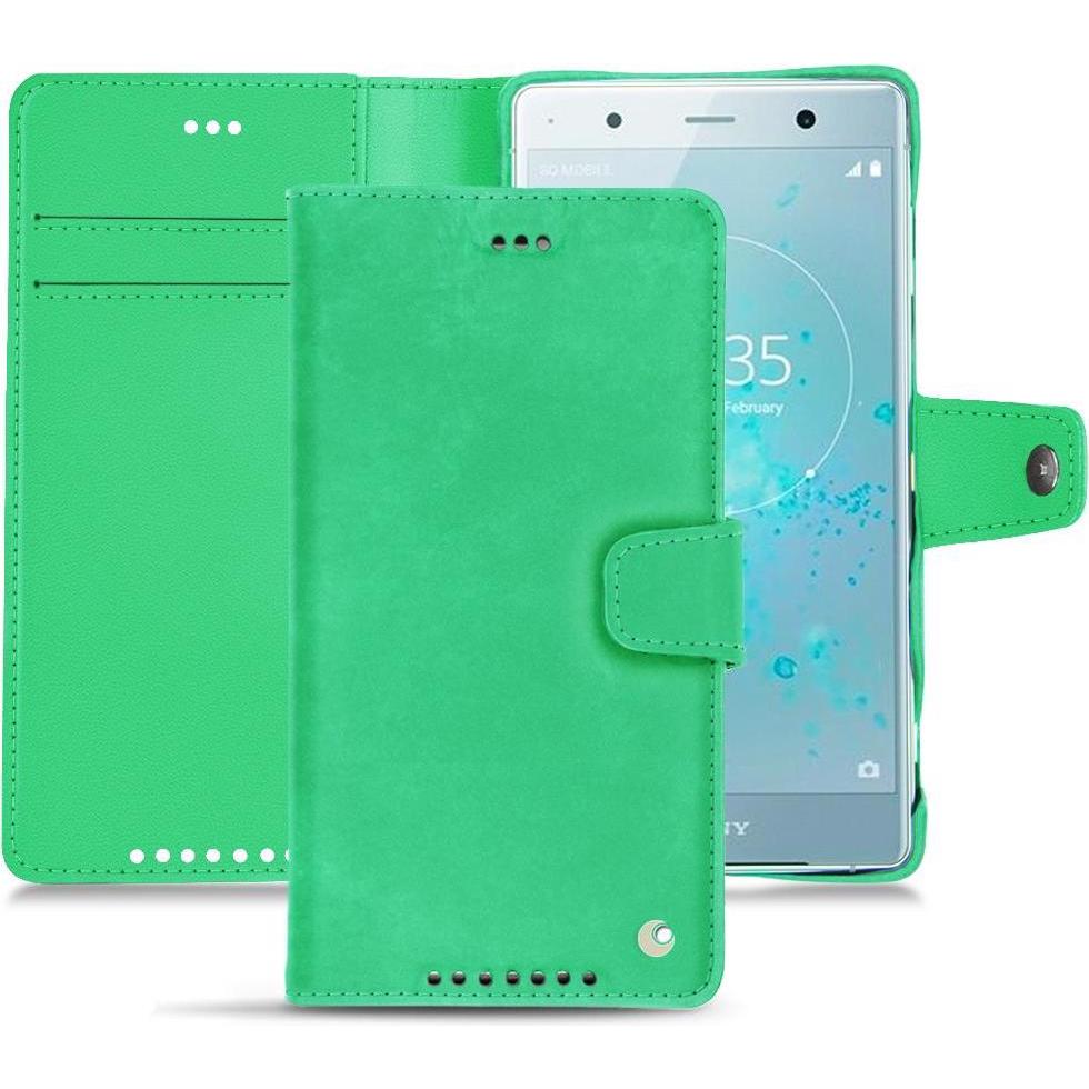 Noreve Lederschutzhülle Wallet (Sony Xperia XZ2 Premium), Smartphone Hülle, Grün