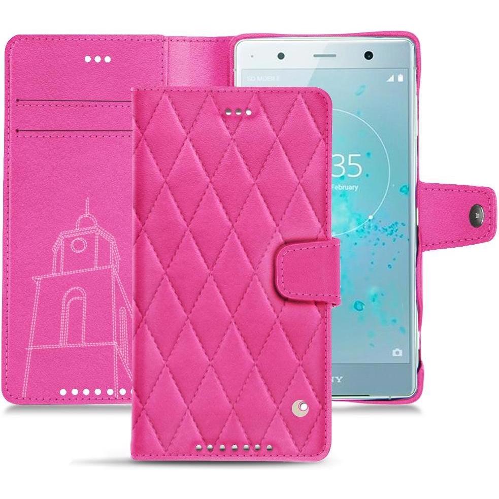 Noreve Lederschutzhülle Wallet (Sony Xperia XZ2 Premium), Smartphone Hülle, Rosa