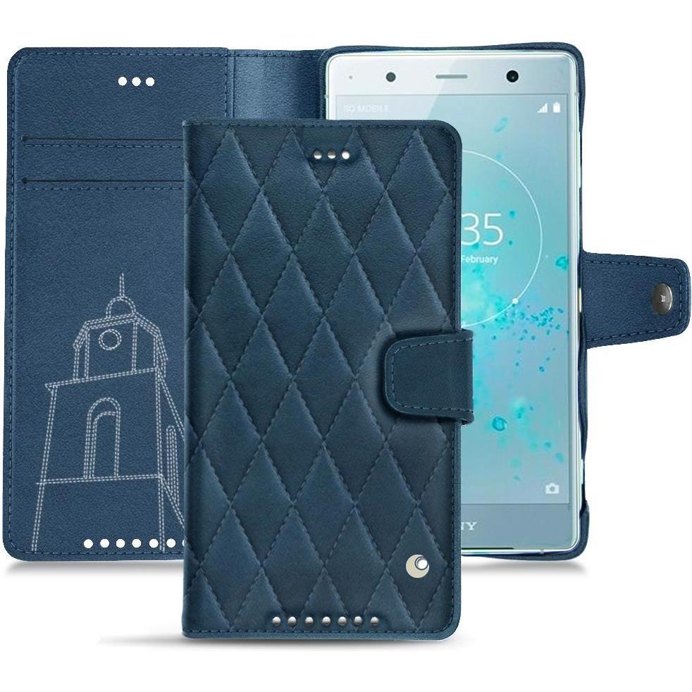 Noreve Lederschutzhülle Wallet (Sony Xperia XZ2 Premium), Smartphone Hülle, Blau