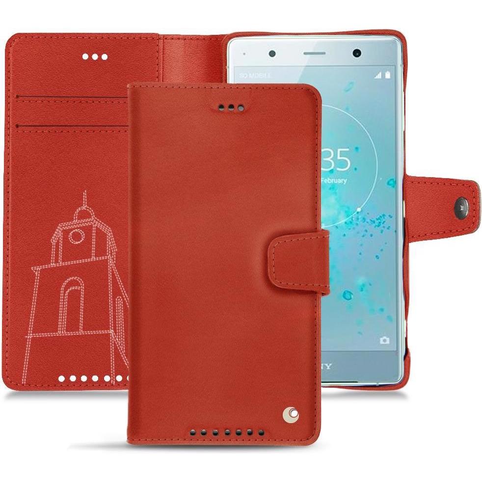 Noreve Lederschutzhülle Wallet (Sony Xperia XZ2 Premium), Smartphone Hülle, Orange