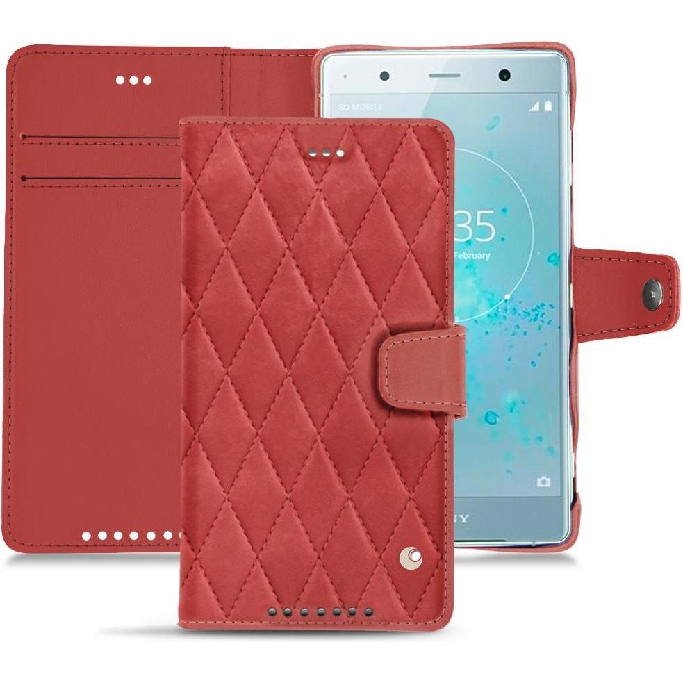 Noreve Lederschutzhülle Wallet (Sony Xperia XZ2 Premium), Smartphone Hülle, Rot
