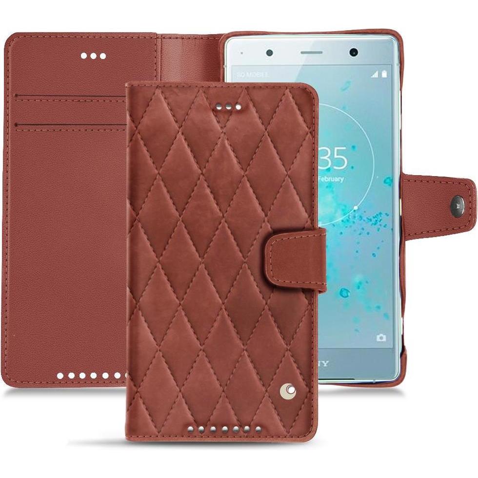 Noreve Lederschutzhülle Wallet (Sony Xperia XZ2 Premium), Smartphone Hülle, Rot
