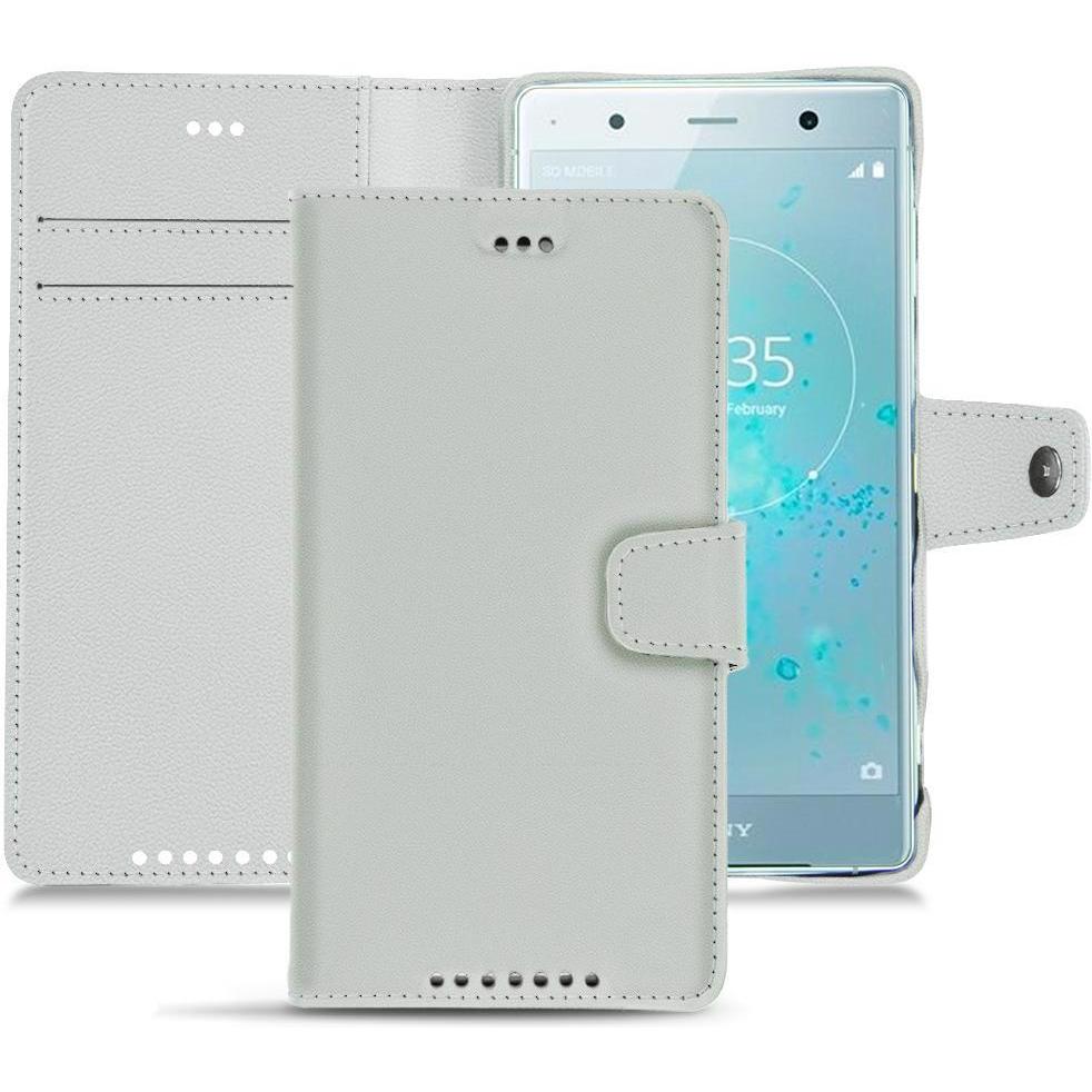 Noreve Lederschutzhülle Wallet (Sony Xperia XZ2 Premium), Smartphone Hülle, Grau