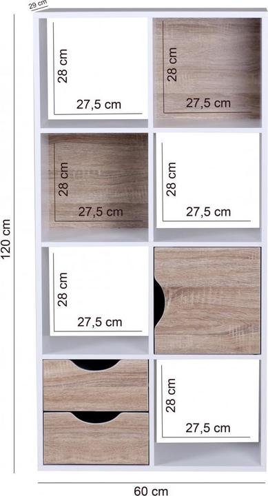 Actual product image FineBuy Bookcase wood veneered white (60 x 29 x 120 cm)