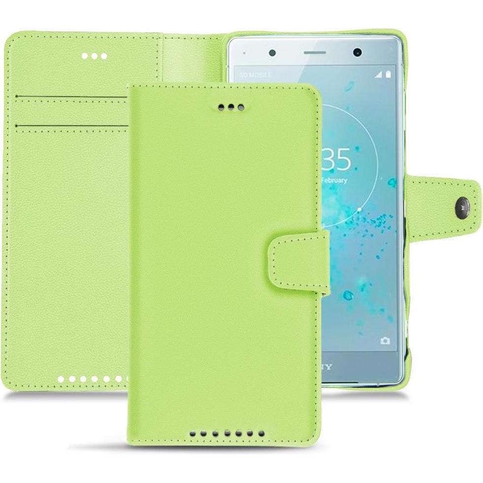 Noreve Lederschutzhülle Wallet (Sony Xperia XZ2 Premium), Smartphone Hülle, Grün