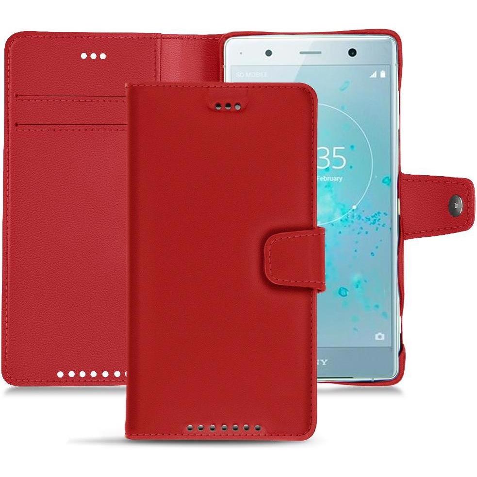 Noreve Lederschutzhülle Wallet (Sony Xperia XZ2 Premium), Smartphone Hülle, Rot