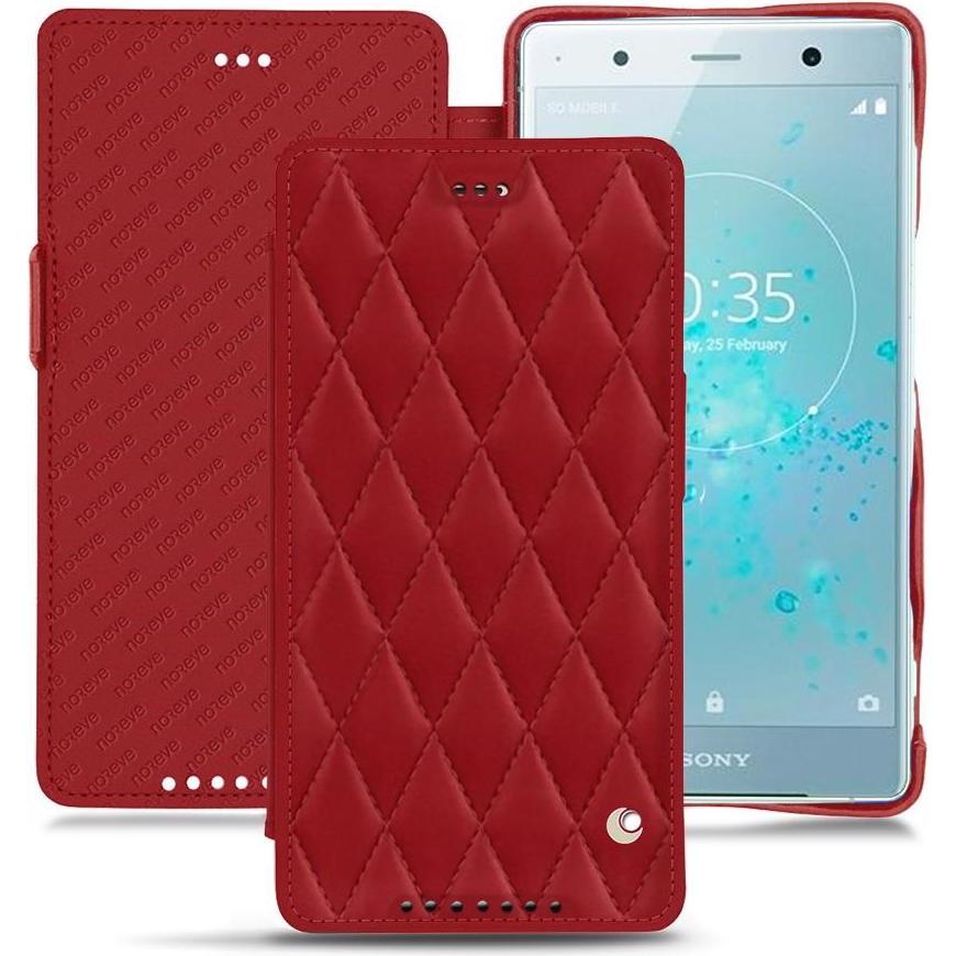 Noreve Lederschutzhülle horizontal (Sony Xperia XZ2 Premium), Smartphone Hülle, Rot