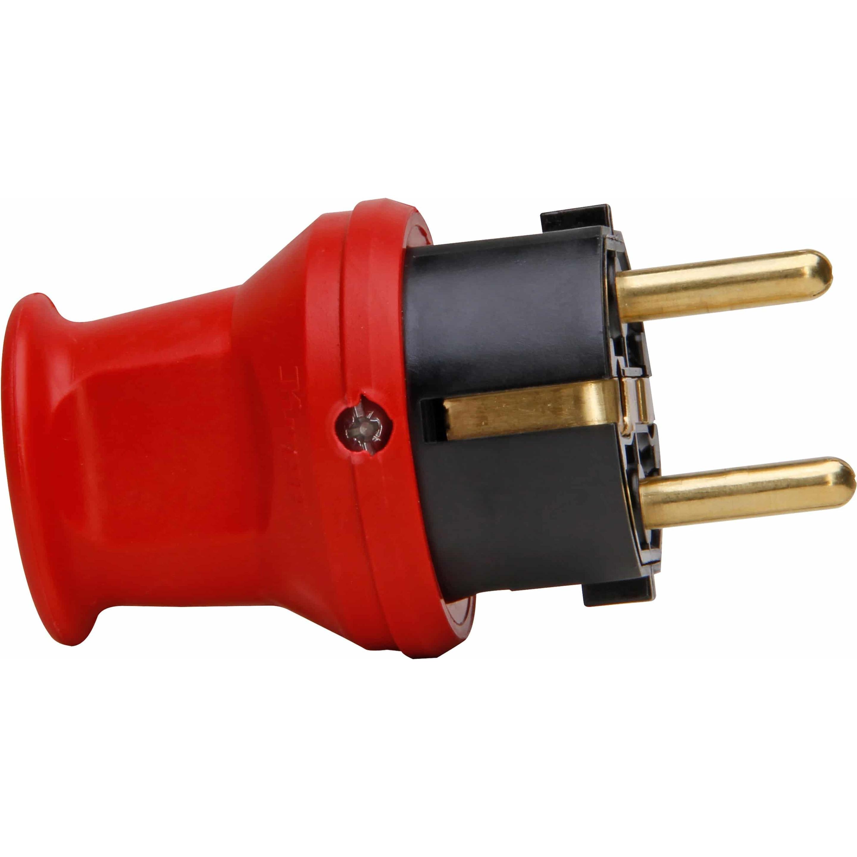 Kopp, Netzstecker + Netzkupplung, Schutzkontakt-Stecker 179712001 klein, mit Knickschutz, rot