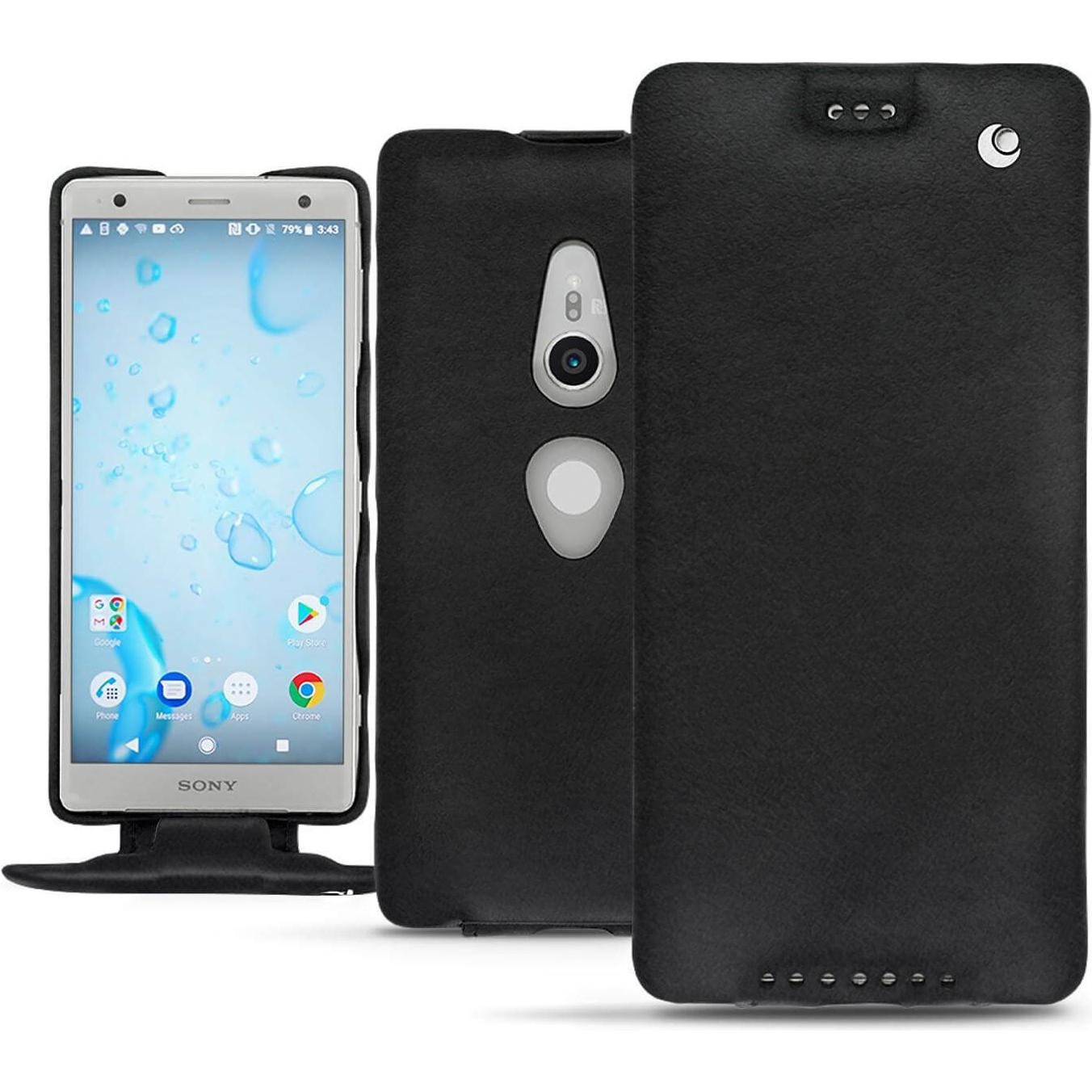 Noreve Lederschutzhülle vertikal (Sony Xperia XZ2), Smartphone Hülle, Schwarz