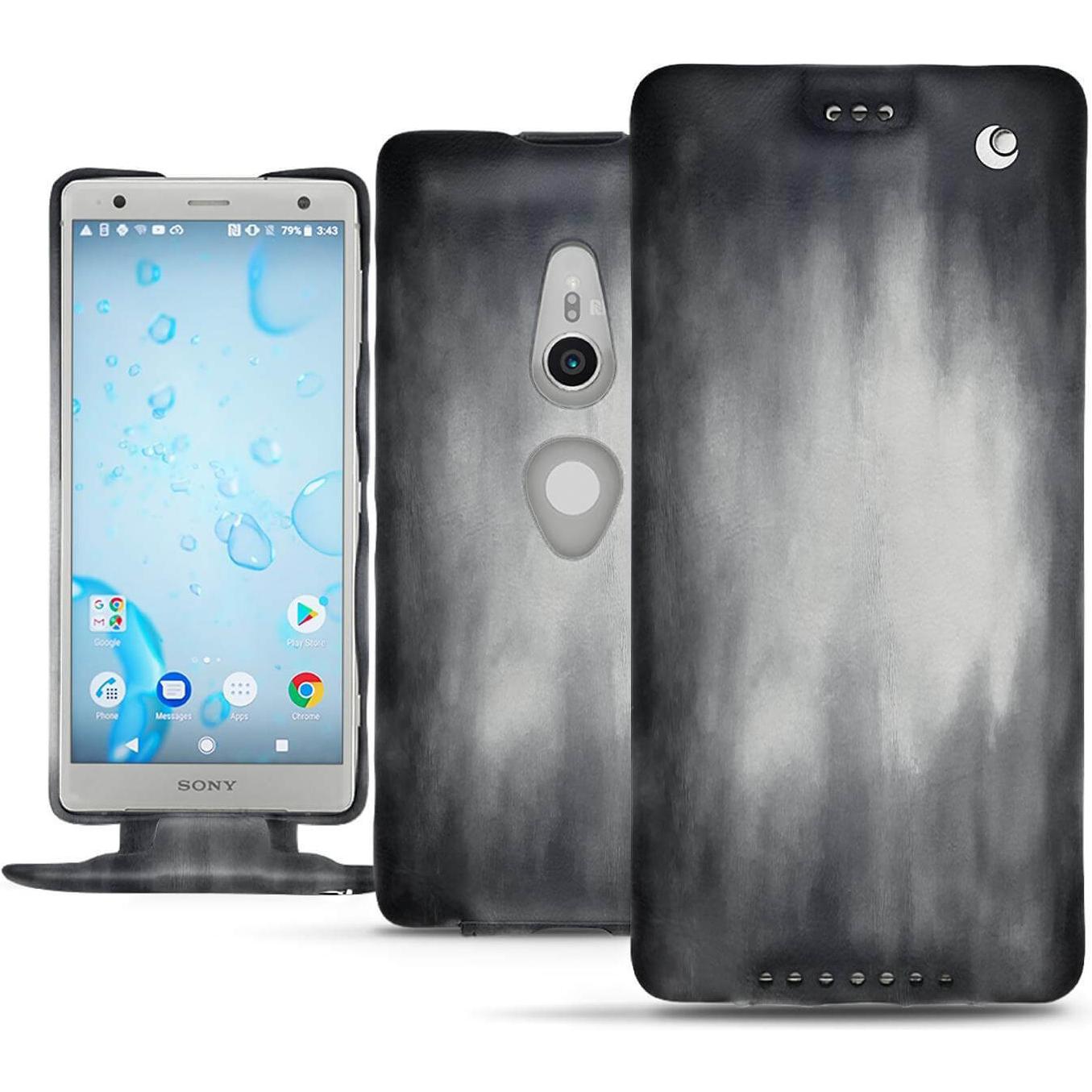 Thumbnail - Noreve Lederschutzhülle vertikal (Sony Xperia XZ2), Smartphone Hülle, Grau