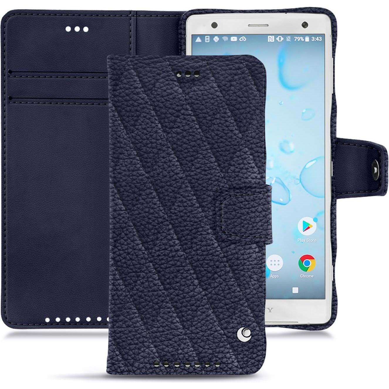 Noreve Lederschutzhülle Wallet (Sony Xperia XZ2), Smartphone Hülle, Violett