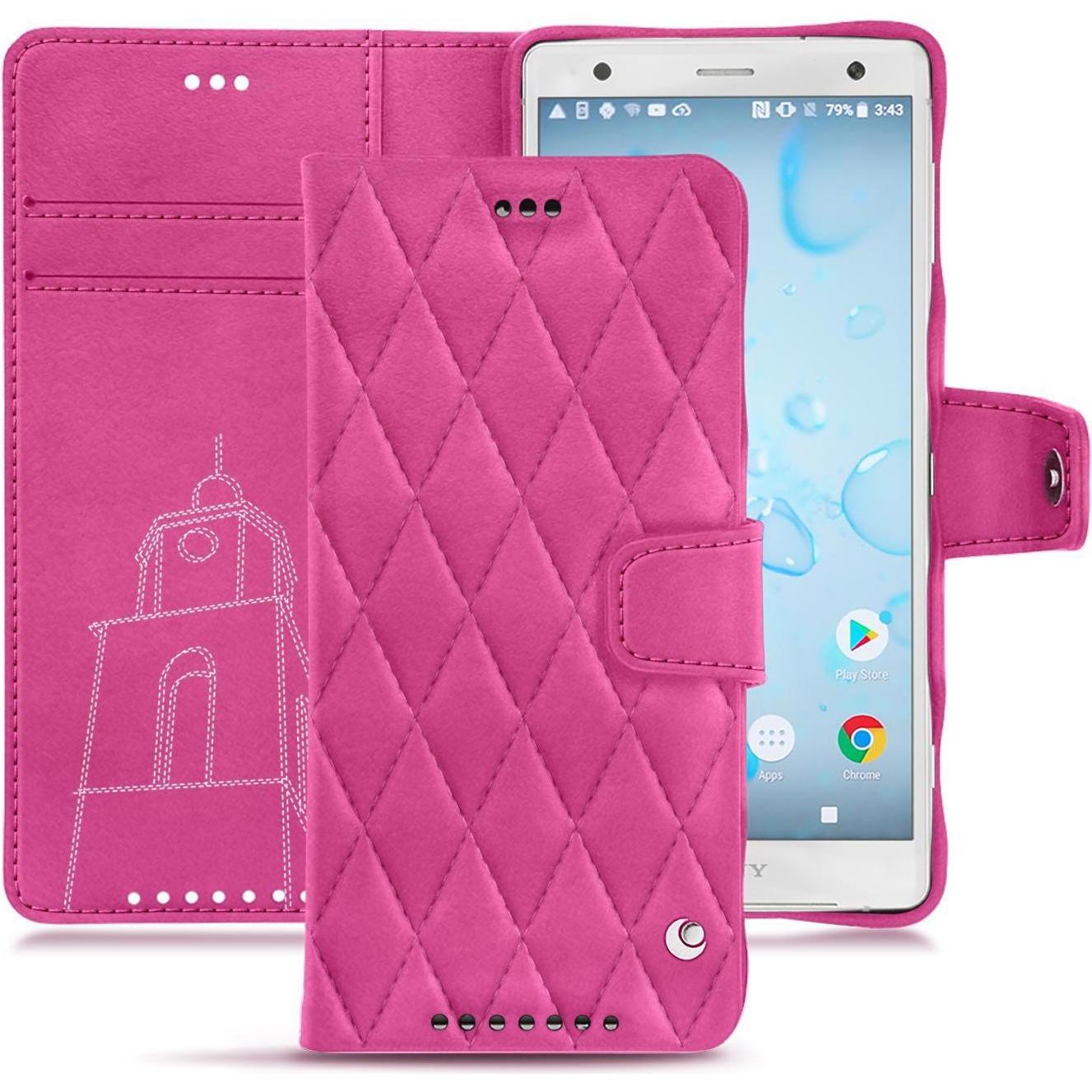 Noreve Lederschutzhülle Wallet (Sony Xperia XZ2), Smartphone Hülle, Rosa
